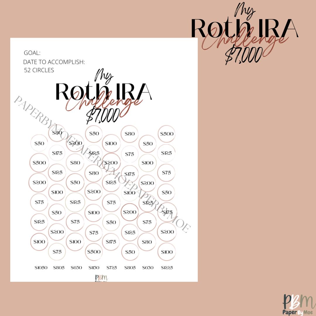 Roth IRA Savings Tracker – Printable Digital Download