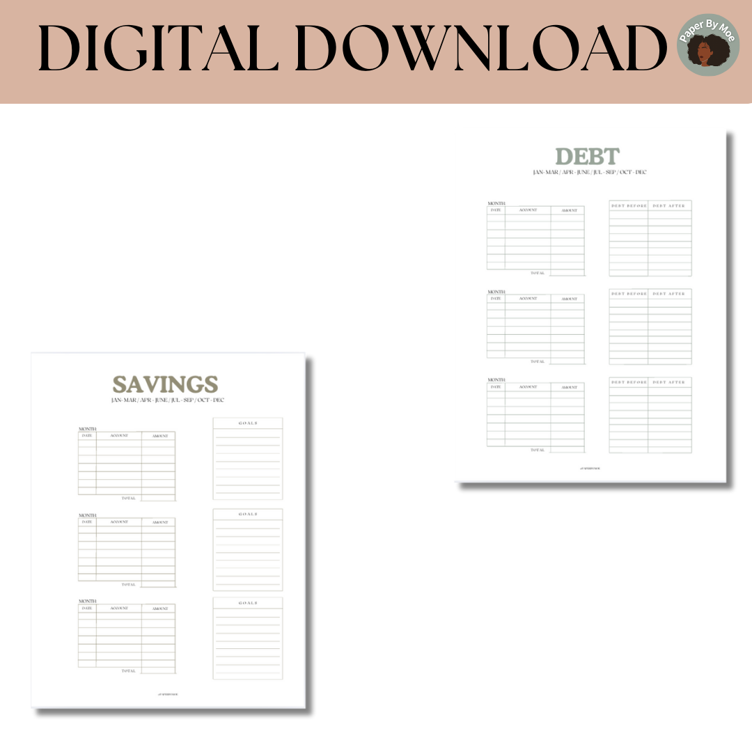 Quarterly Financial Review Planner – Digital Download (5 Pages)