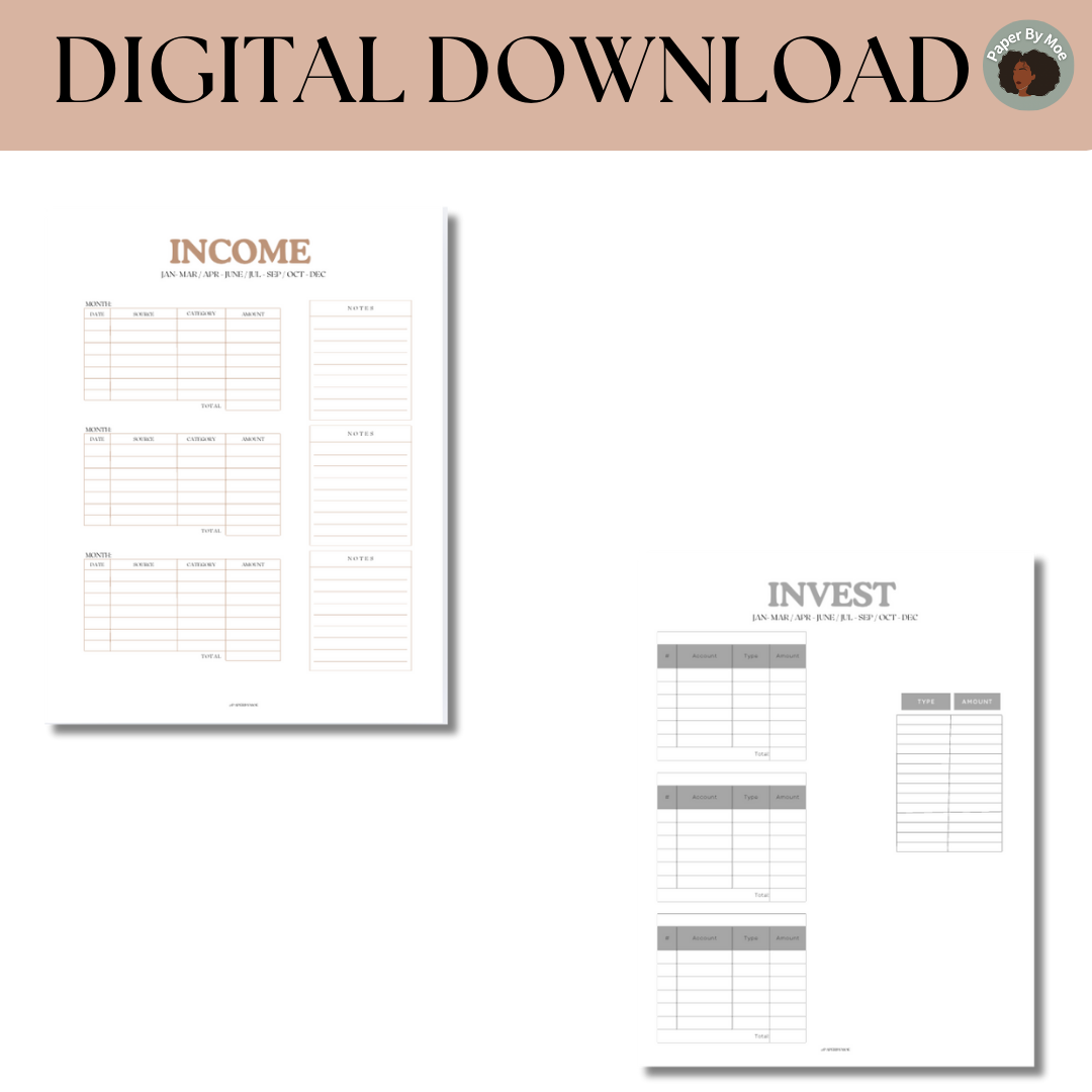 Quarterly Financial Review Planner – Digital Download (5 Pages)