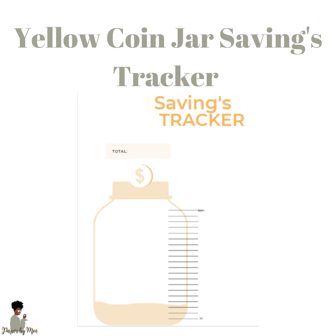 Yellow Coin Jar Savings Tracker