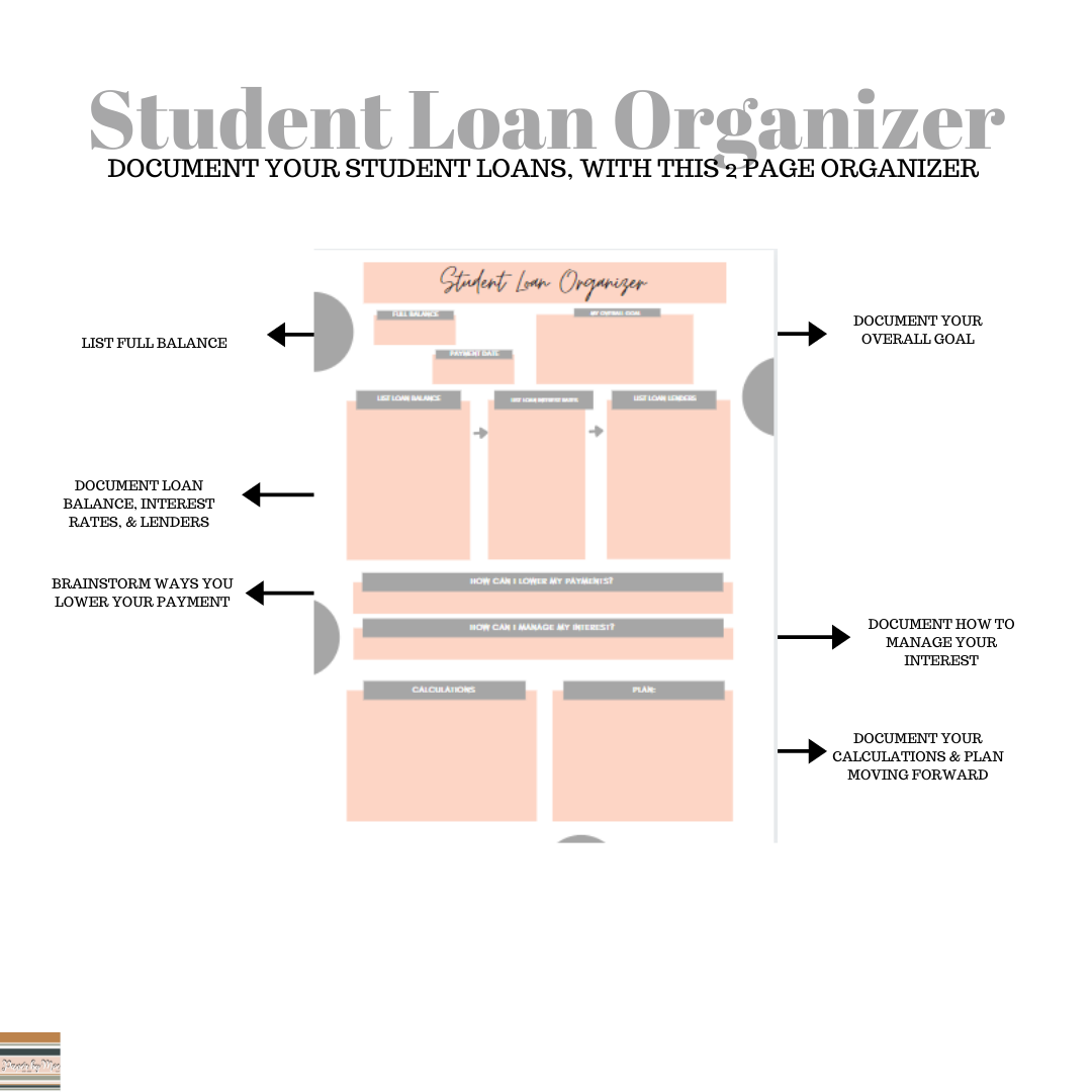 Pink & Gray Student Loan Organizer Printable