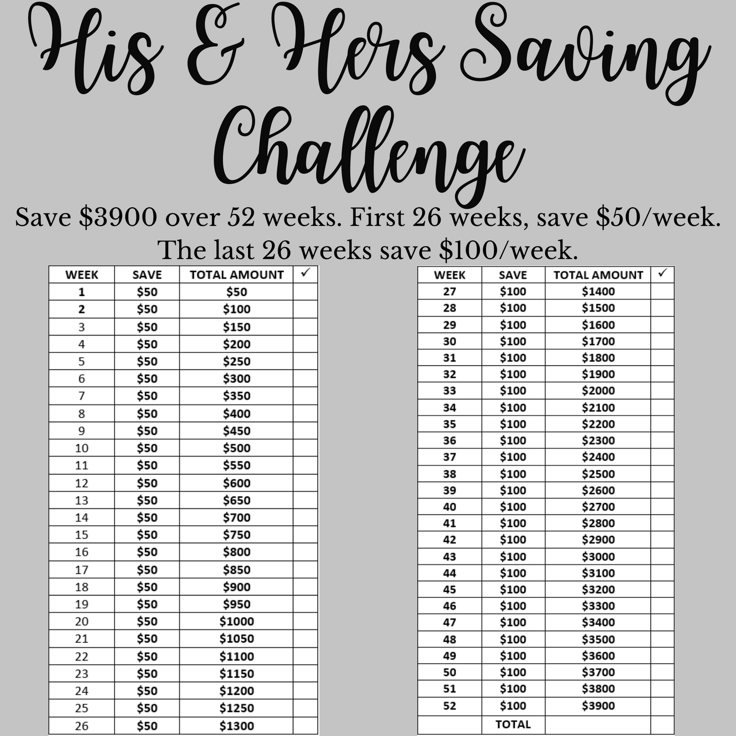 His & Her Saving Challenge