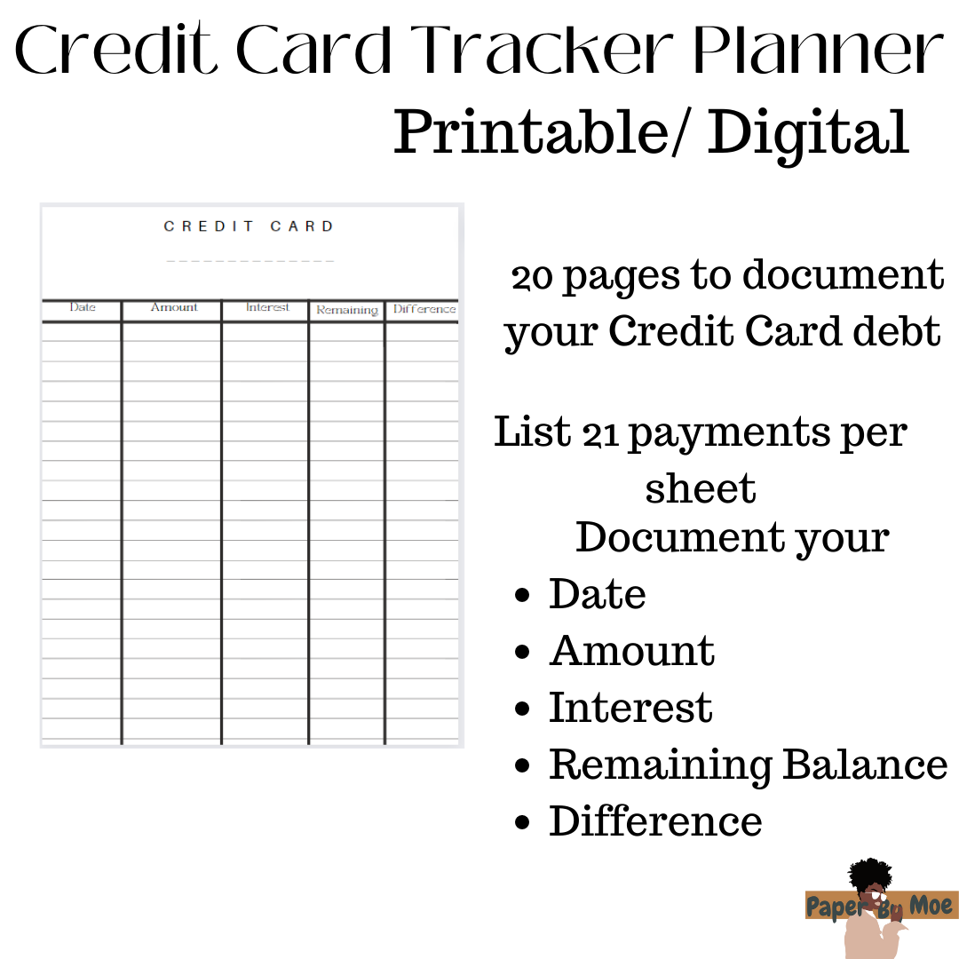 Digital Credit Card Tracker Planner | Printable