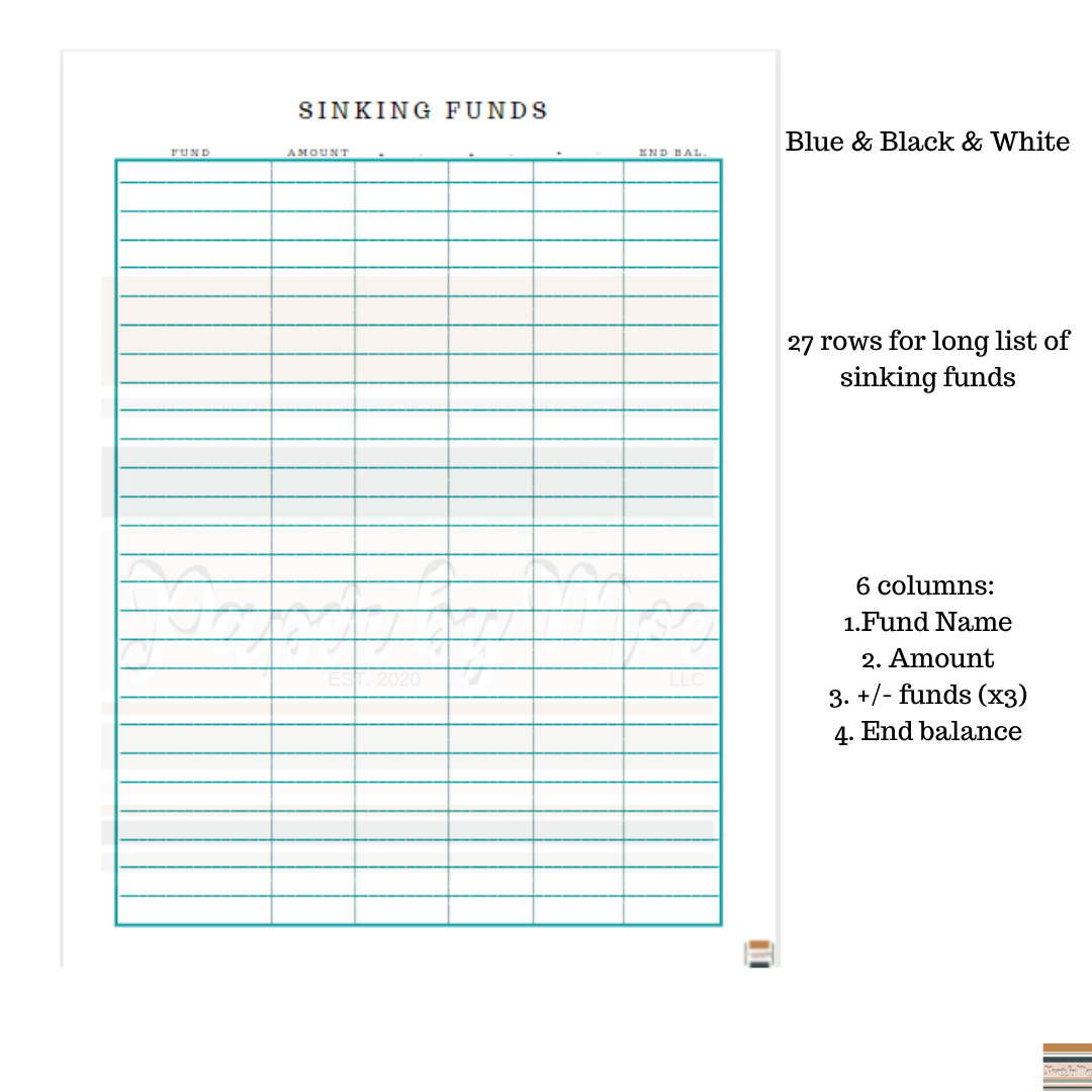 Blue Sinking Fund Tracker Printable