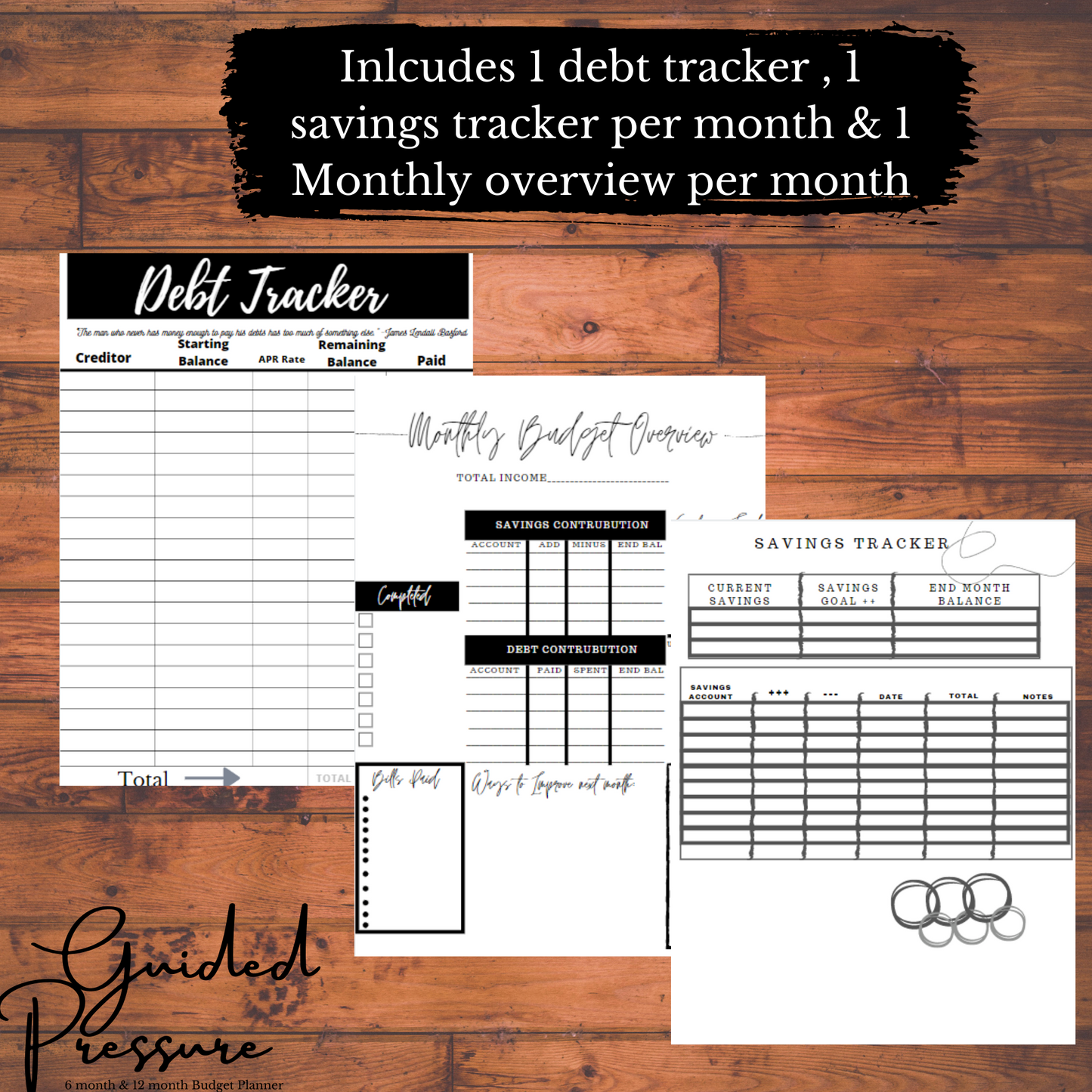 6 Month Black Paycheck To Paycheck Digital Budget Planner 8.5x11