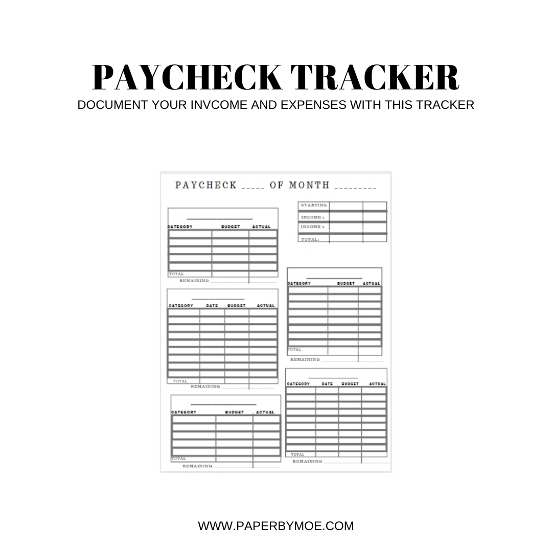 Simple Black & White Paycheck Budget