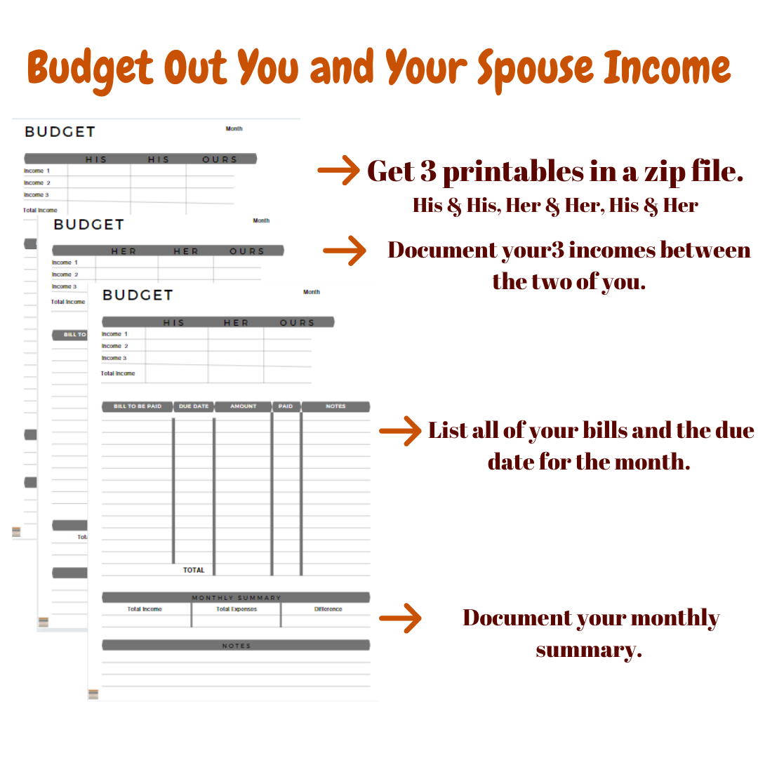 Black & White Couple Monthly Budget