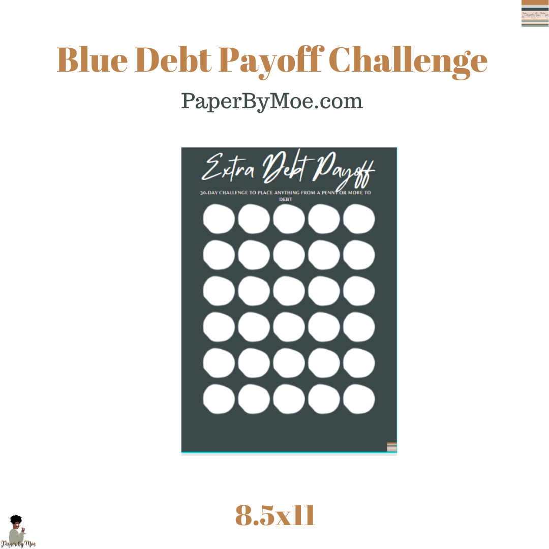 Blue 30 day Debt Payoff Challenge
