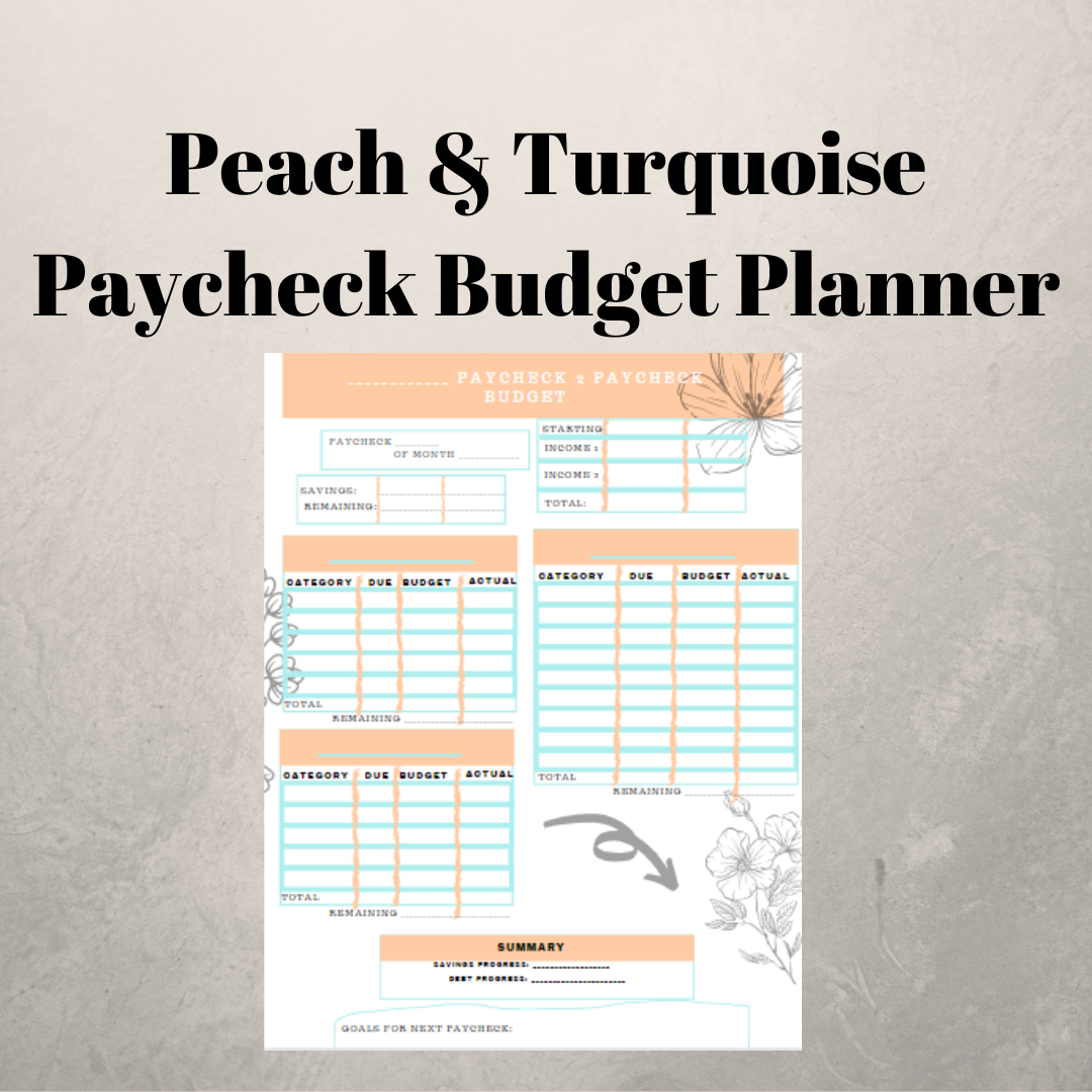 Peach & Turquoise Paycheck Budget Sheet – Paper By Moe peach-turquoise-paycheck-budget-sheet-paper-by-moe