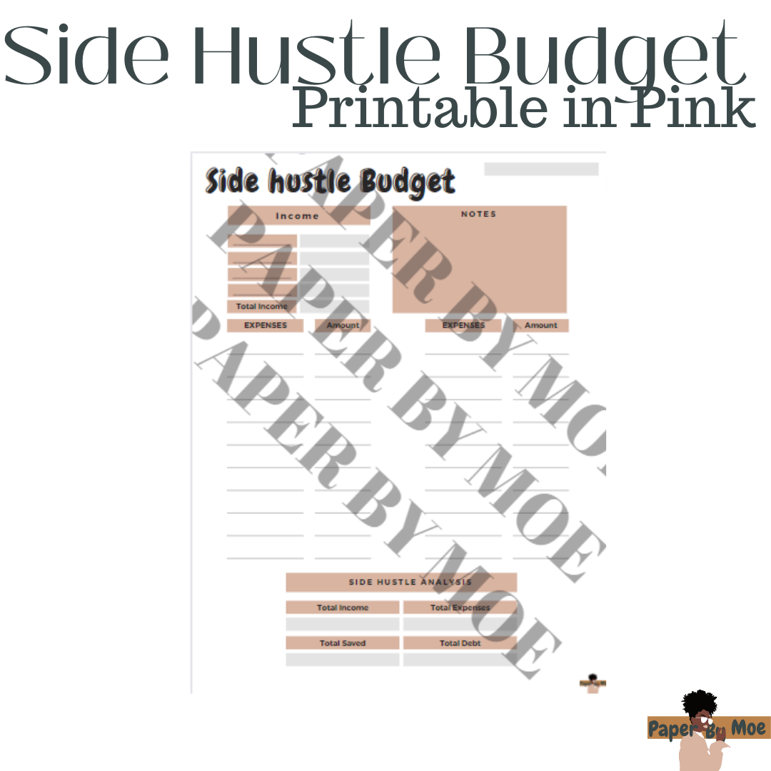 Side Hustle Budget Printable in PINK