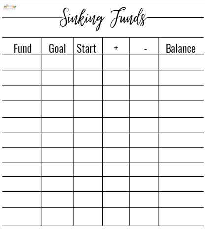 Black and White Sinking Fund Printable