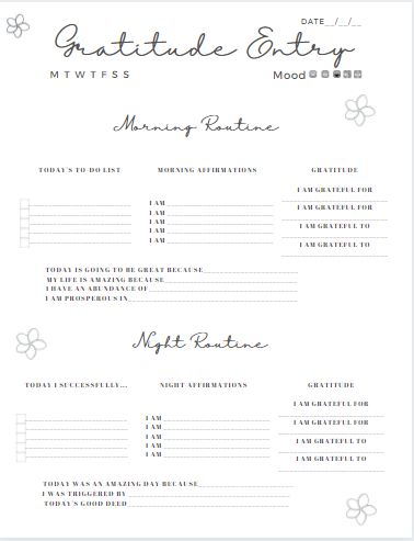 Gratitude Journal Entry Printable