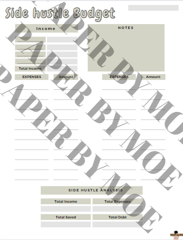 Side Hustle Budget Printable in GREEN