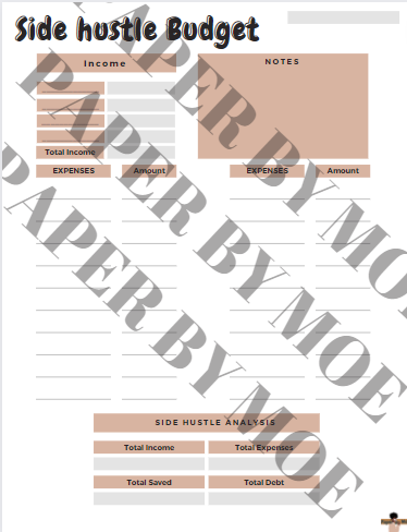 Side Hustle Budget Printable in PINK
