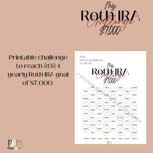 Roth IRA Savings Tracker – Printable Digital Download