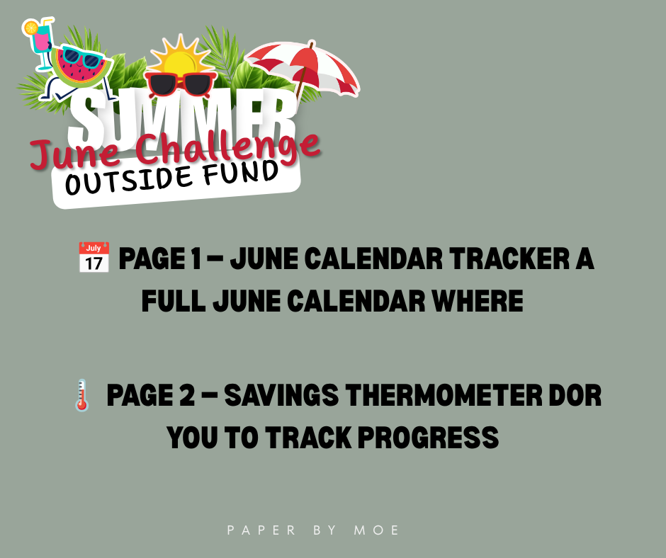 June Outside Fund Challenge — 30-Day Summer Savings Printable | Paper By Moe