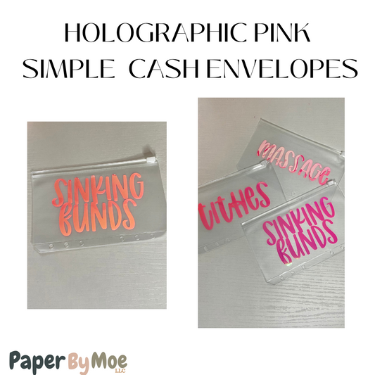Holographic Pink Simple Cash Envelope