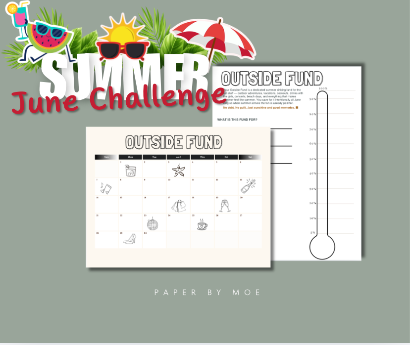 June Outside Fund Challenge — 30-Day Summer Savings Printable | Paper By Moe