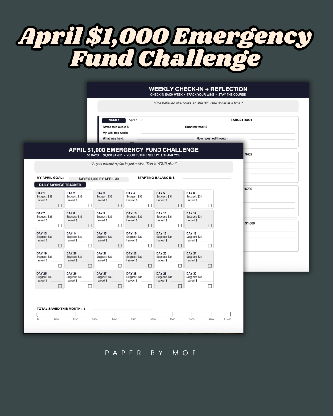 April $1,000 Emergency Fund Challenge