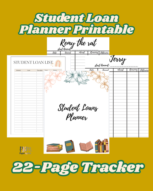 Student Loan Planner Printable | 22-Page Tracker for All Your Loans | Stress-Free Debt Payoff Organizer