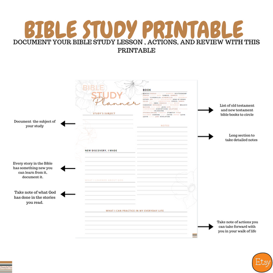 Pink Bible Study Planner Sheet Printable