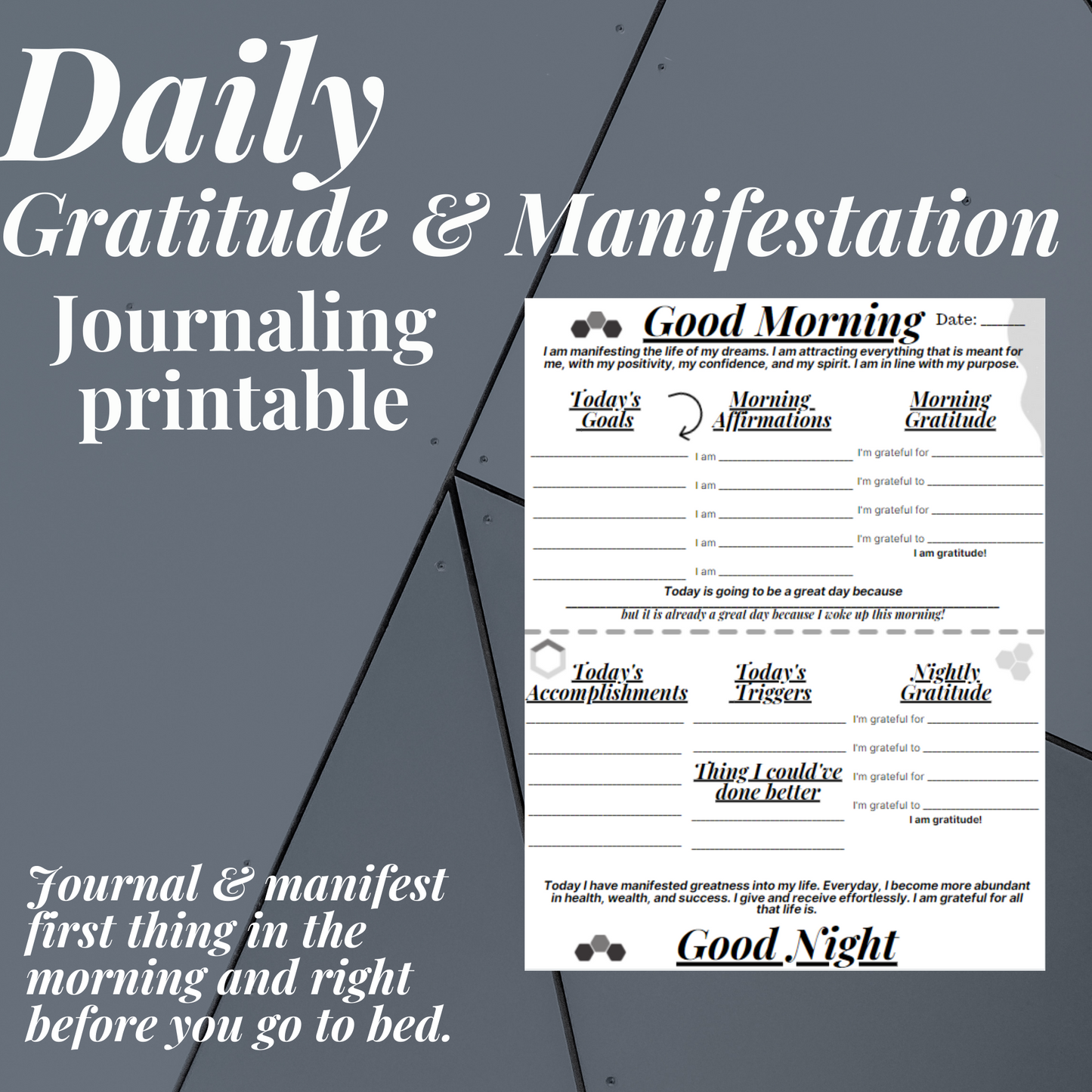 Daily Gratitude & Manifestation Sheet