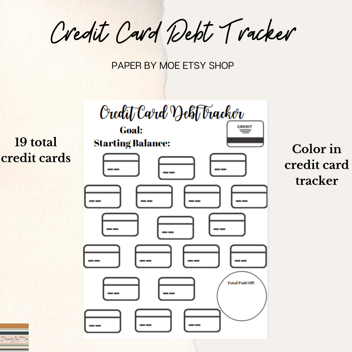 Credit Card Debt Colorable Tracker