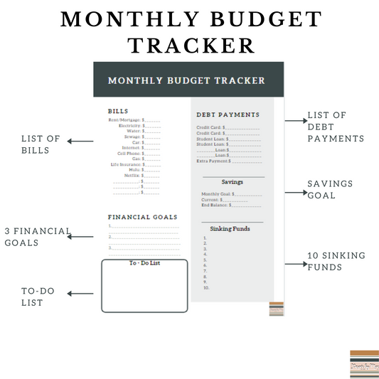 Blue Monthly Budget Printable Tracker