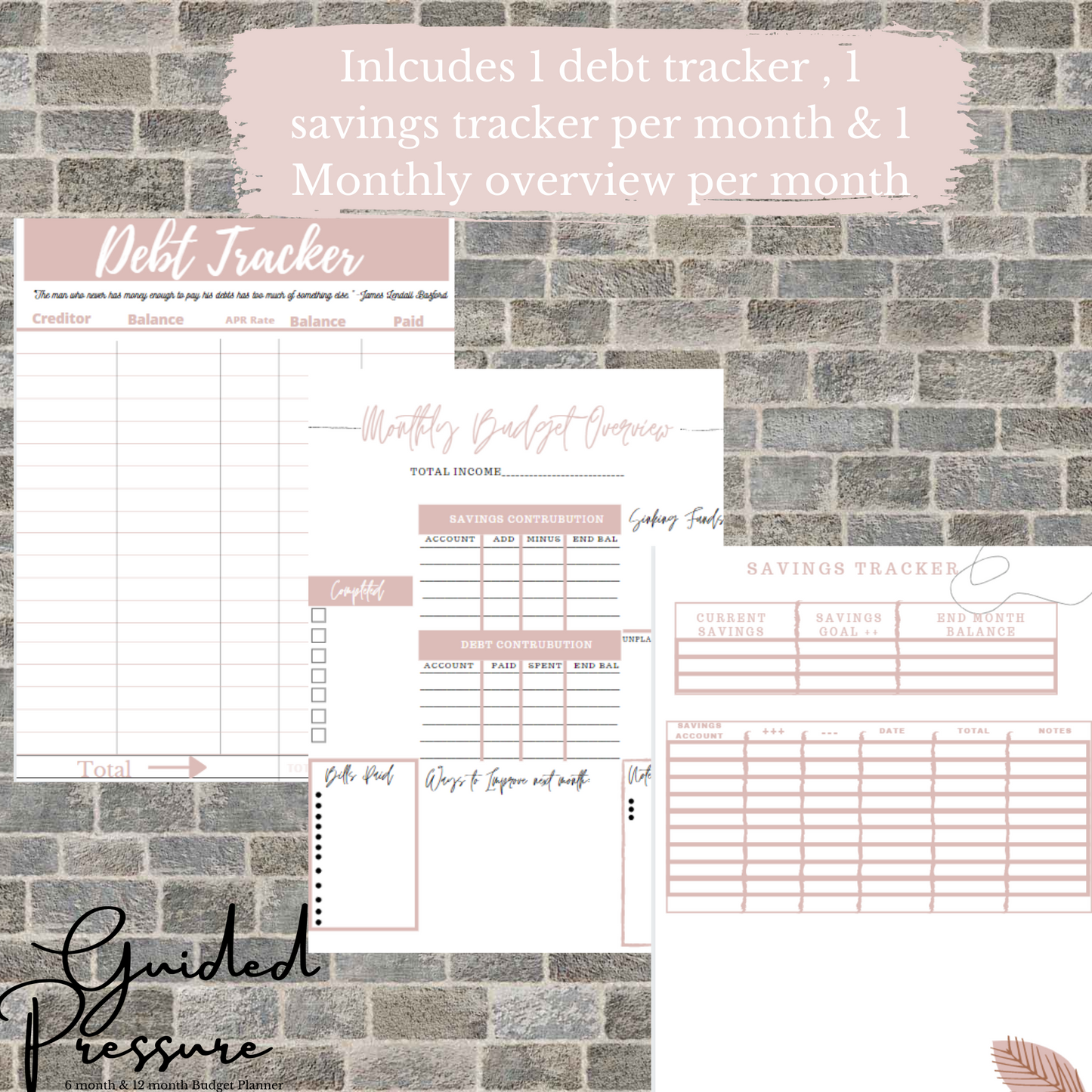 6 Month Pink Paycheck To Paycheck Digital Budget Planner Printable 8.5x11