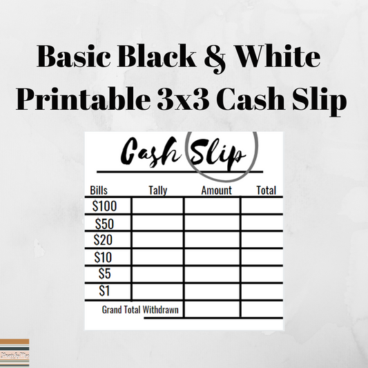 Simple Black & White Printable Cash Slip