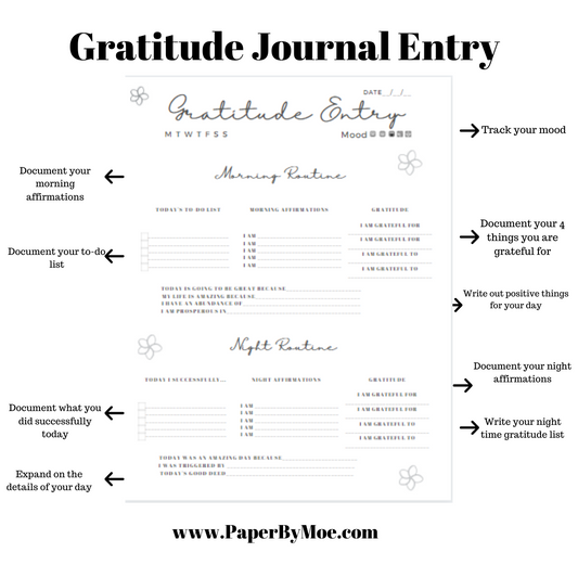 Gratitude Journal Entry Printable