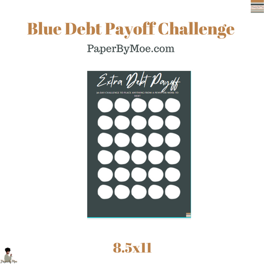 Blue  30 day Debt Payoff Challenge