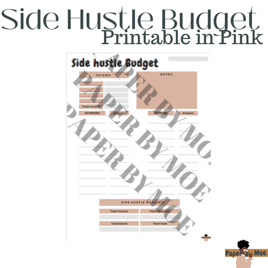 Side Hustle Budget Printable in PINK