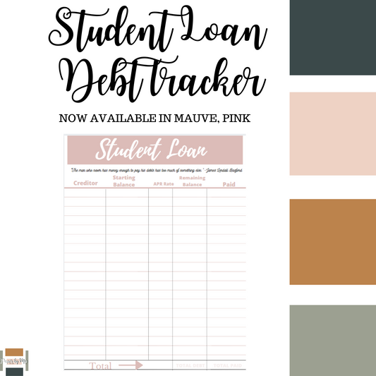 Mauve Pink Student Loan Debt Tracker
