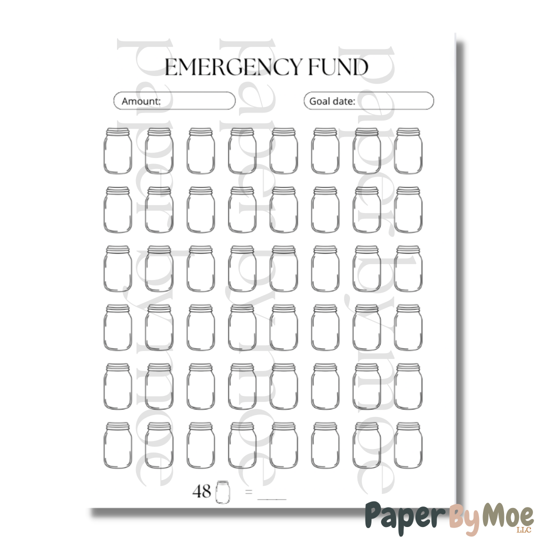 Emergency Chart Lettering Emergency Fund Printable – Paper By Moe